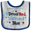 Promotional Cheap Red Cotton Terry Cloth Red Embroidered Applique Baby Drool Bib